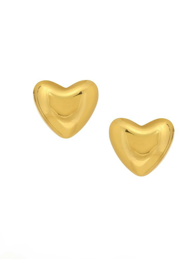 Golden Heart Studs - Ruby Raang | Swadesiicart