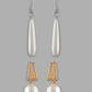 VOJ Set Of 2 Korean Drop Earrings - Gold-Polished and Silver Plated With White Pearl - Swadesiicart