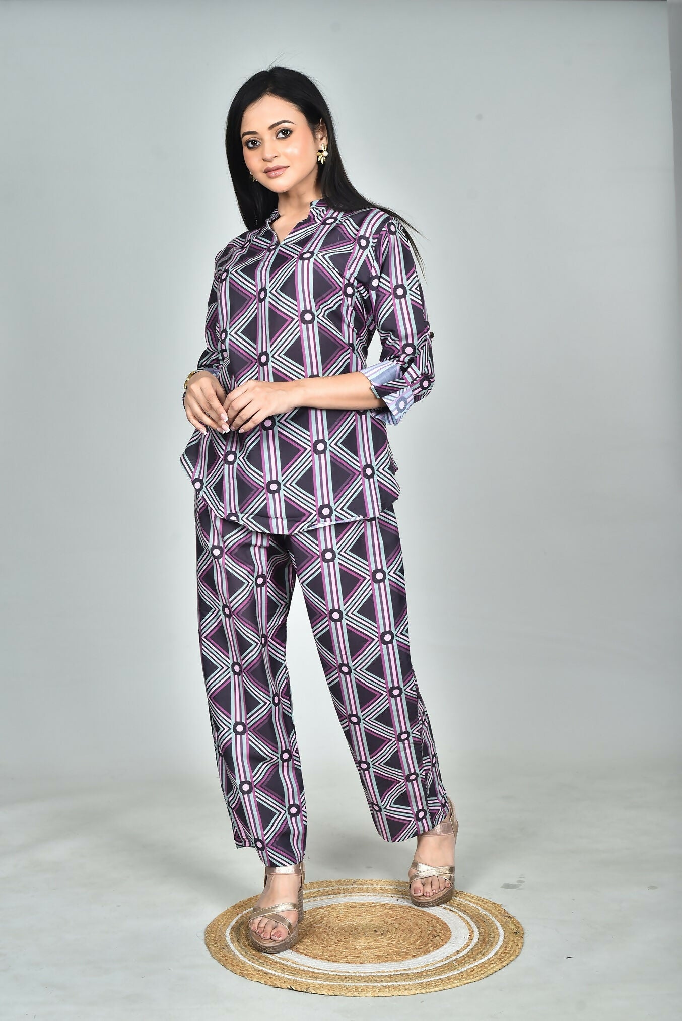 Morchari Digital Print Semi Muslin Co-Ord Set Top & Trouser-Multicolor - Swadesiicart