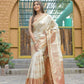 Vamsee Madhavi White Soft Silk Saree - Swadesiicart