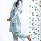 Breathables Blue Floral Print Cotton Long Kurta Co-Ord Set Cotton