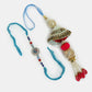 NVR Women & Men Set of 2 Blue Kundan-Studded & Beaded Bhaiya Bhabhi Rakhi With Roli Chawal | Swadesiicart