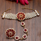 NVR Women's Red Gold-Polished Stone Studded Handcrafted Ring Bracelet - Swadesiicart