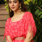 Janasya Pink Georgette Floral Gown | Swadesiicart