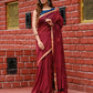 Very Much Indian Pure Cotton Handloom Saree With Intricate Borders - Red | Swadesiicart