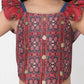 Lil Drama Ethnic Twist Girls Red Print Box Pleat Pant With Top Co-Ordinate Set - Swadesiicart