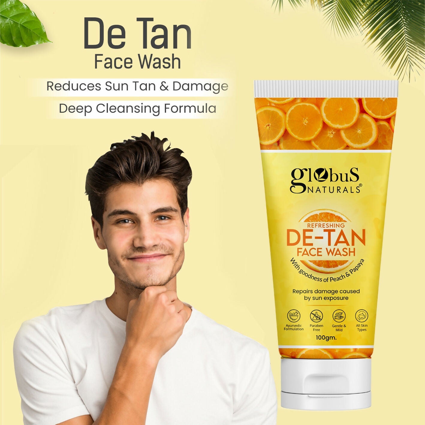Globus Naturals De Tan Face Wash, Suitable For All Skin Types | Swadesiicart