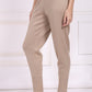W for Woman Beige Solid Acrylic Winter Legging