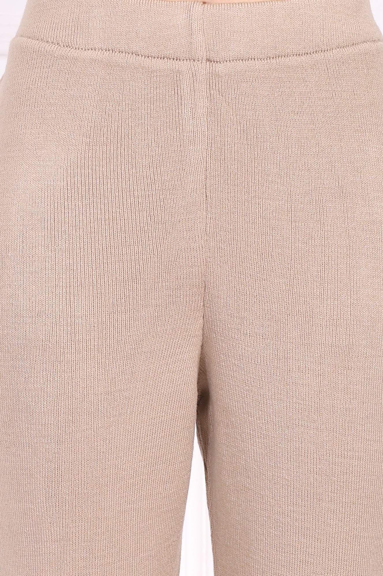 W for Woman Beige Solid Acrylic Winter Legging