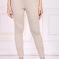 W for Woman Beige Solid Acrylic Winter Legging
