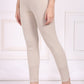 W for Woman Beige Solid Acrylic Winter Legging