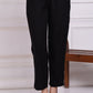 W for Woman Black Solid Ankle Length Rayon Straight Pants