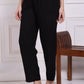 W for Woman Black Solid Ankle Length Rayon Straight Pants