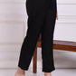 W for Woman Black Solid Ankle Length Rayon Straight Pants