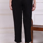 W for Woman Black Solid Ankle Length Rayon Straight Pants