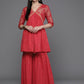 Ahalyaa Women Floral Printed Tunic with Palazzos - Red Color | Swadesiicart
