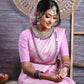 DEIANA'S Beautiful Designer Golden zari Soft Lichi Silk Saree - Baby pink - Swadesiicart