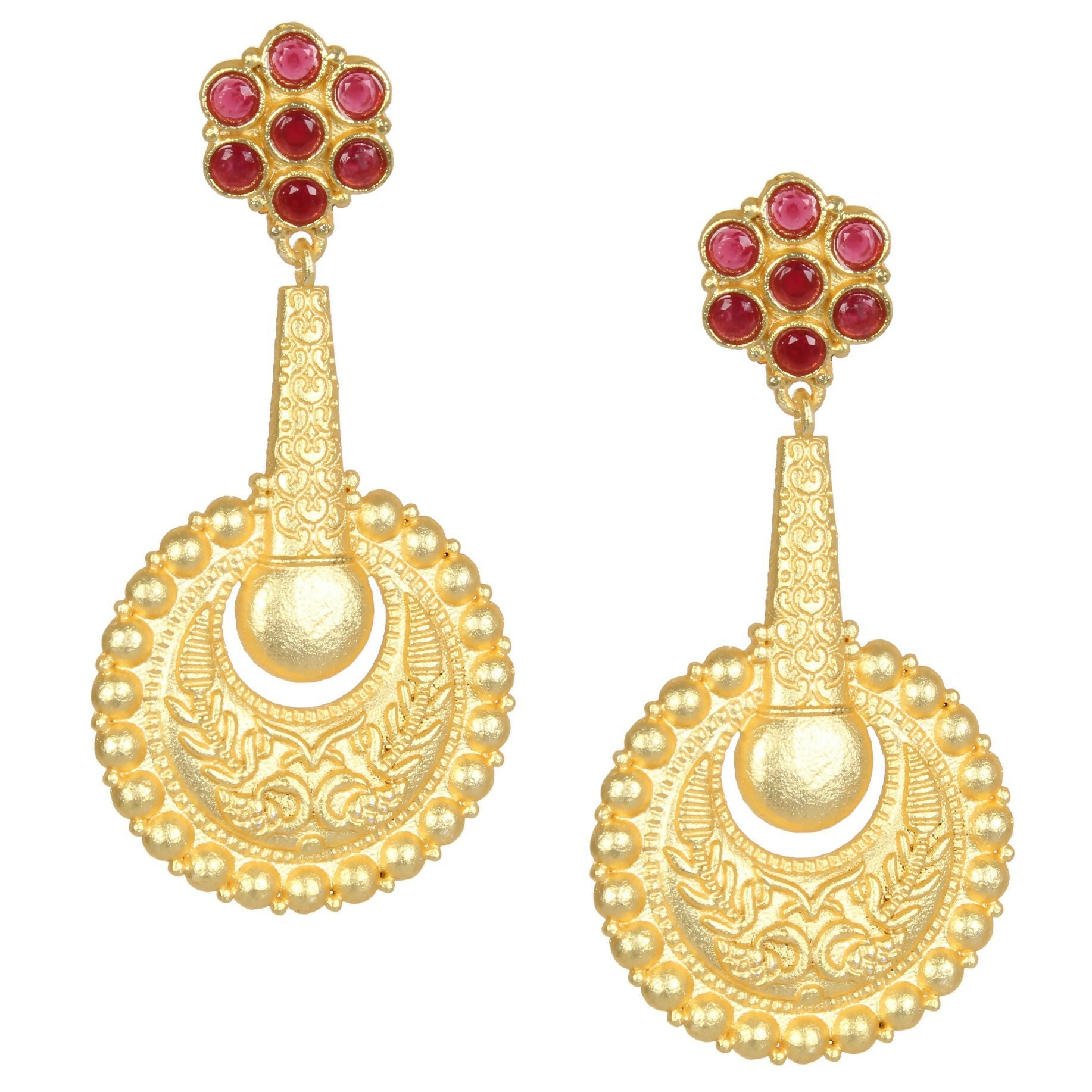 Joban Fashion Women Matte Gold Brass Earrings | Swadesiicart