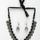 NVR Women's Black Silver-Plated Choke Oxidized Necklace with Jhumka Earrings - Swadesiicart