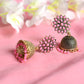Mominos Fashion Johar Kamal Beautiful Kundan Work Jhumka With Baby Pink Beads - Swadesiicart