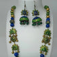 Terracotta Long Haram Set-Beautiful Dazzling Peacock Pendent With Ear Hanging Jhumkas