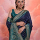 Vishnu Weaves Women's Navy-Blue Soft Silk Zari Woven Saree with Blouse - Swadesiicart