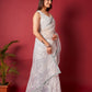 Vamsee Anya White Organza Saree - Swadesiicart