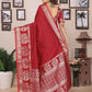 Joban Fashion Red Solid Banarasi Silk Sarees | Swadesiicart