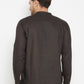 Even Apparels Brown Pure Cotton short Men's Kurta With Band Collar | Swadesiicart