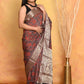Very Much Indian Modal Silk Ajrakh Handblock Printed Natural Dyes With Designer Border Saree - Maroon | Swadesiicart