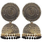 Mominos Fashion Joharkamal Gold-Polished Meenakari Jhumkas For Women & Girls (Black) - Mominos Fashion