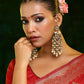 Ruby Raang 22k Gold Polished Kundan Chand Earrings With Ear Chains | Swadesiicart