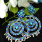 Mominos Fashion Johar Kamal Women's Blue Kundan Circles Earrings - Swadesiicart