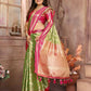 Anaita Light Green Tissue Silk With Zari Weaving Saree With Blouse