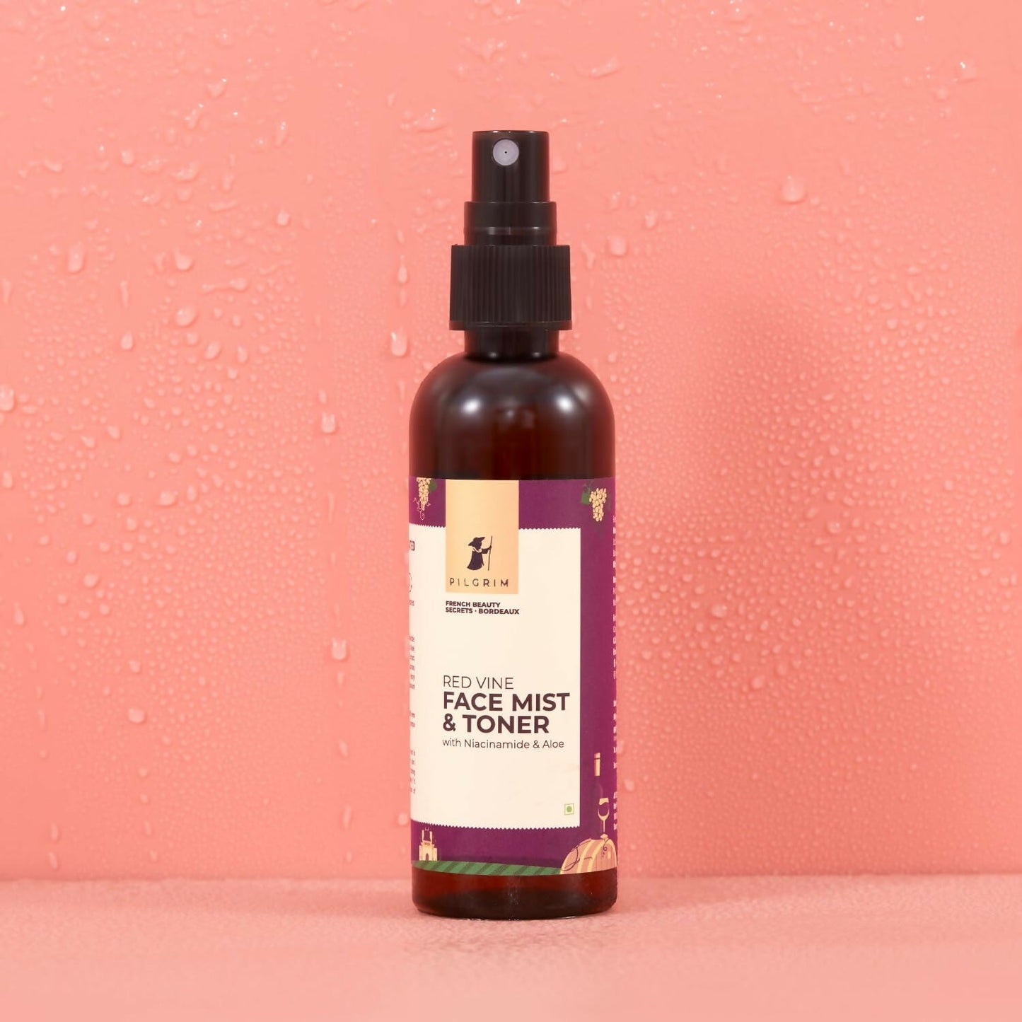 Pilgrim Red Vine Face Mist & Toner Spray with Vitamin B3 and Aloe, For Anti Ageing, Glowing Skin - Swadesiicart