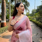Vamsee Mehar Baby Pink Organza Saree - Swadesiicart