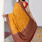 Joban Fashion Yellow Crepe Chiffon Pure Handloom Banarasi Silk Saree | Swadesiicart