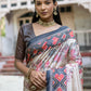 Vishnu Weaves Women's Black Soft Tussar Silk Small Zari Woven Border Saree with Blouse - Swadesiicart