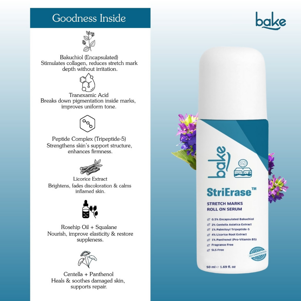 Bake StriErase™ Stretch Marks Removal Roll-On Serum | Swadesiicart
