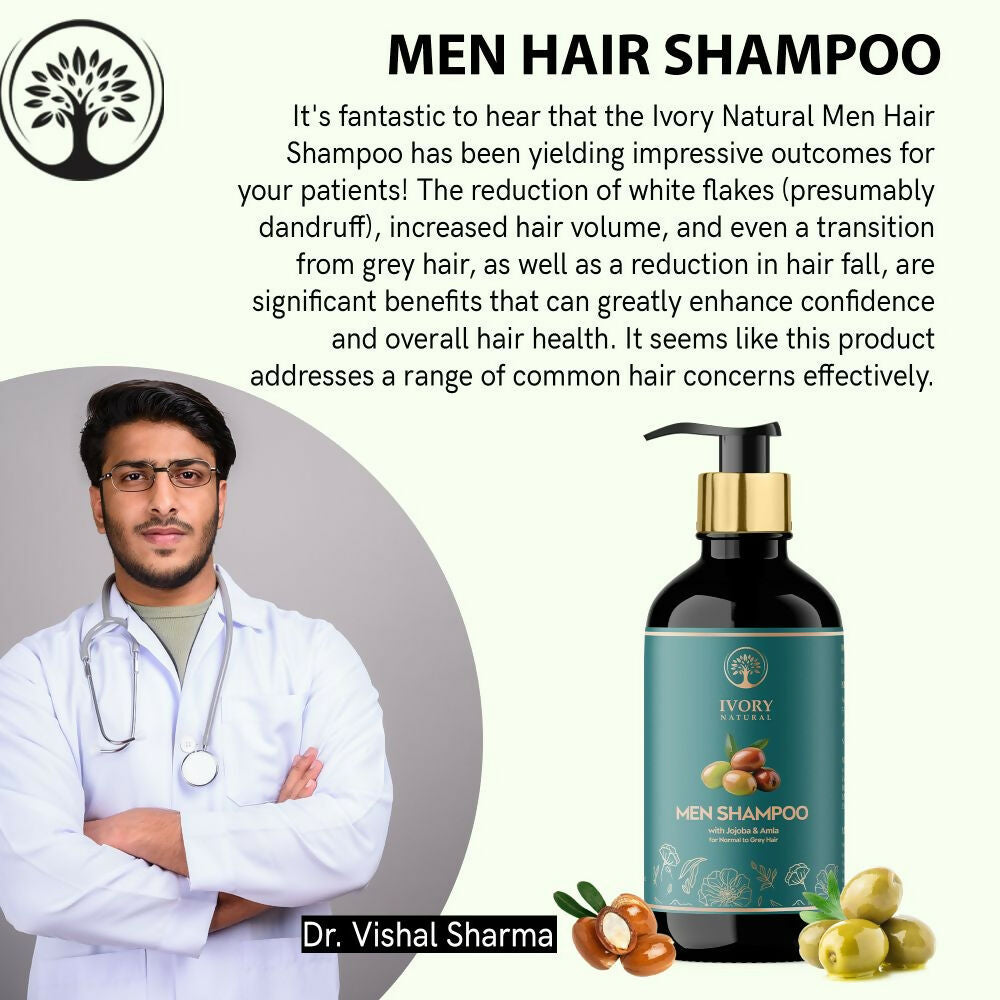Ivory Natural Men Shampoo For Deep Cleansing, Scalp Wellness, Hair Shine & Dandruff Control | Swadesiicart