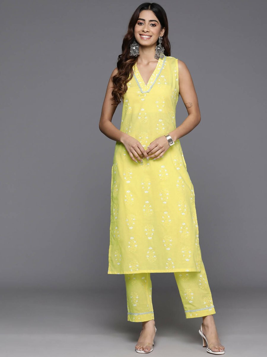 Ahalyaa Women's Traditional wear Kurta Set - Yellow | Swadesiicart