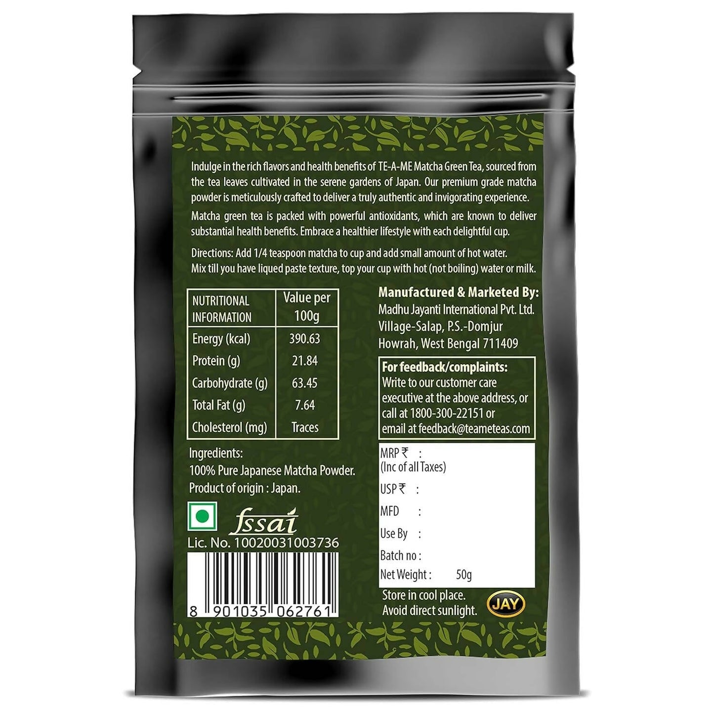 TE-A-ME Japanese Matcha Green Tea Powder | Swadesiicart