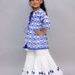 Lil Drama Shor-Gul Blue Kurta Sharara and Bustier Set For Girls | Swadesiicart