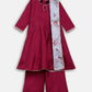 Ahalyaa Wine Poly Silk Curved Kids Kurta Palazzo Set With Bottom For Girls | Swadesiicart