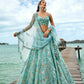 House of Panchhi Turquoise Blue Net Sequins And Zarkan Embroidery Lehenga Choli & Dupatta | Swadesiicart