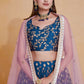 Teal Blue Zari Weaving Work Georgette Banarasi Lehenga Choli - Jihu Culture | Swadesiicart