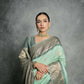 Vishnu Weaves Women's Sea-Green Tussar Silk Zari Woven Saree with Blouse - Swadesiicart