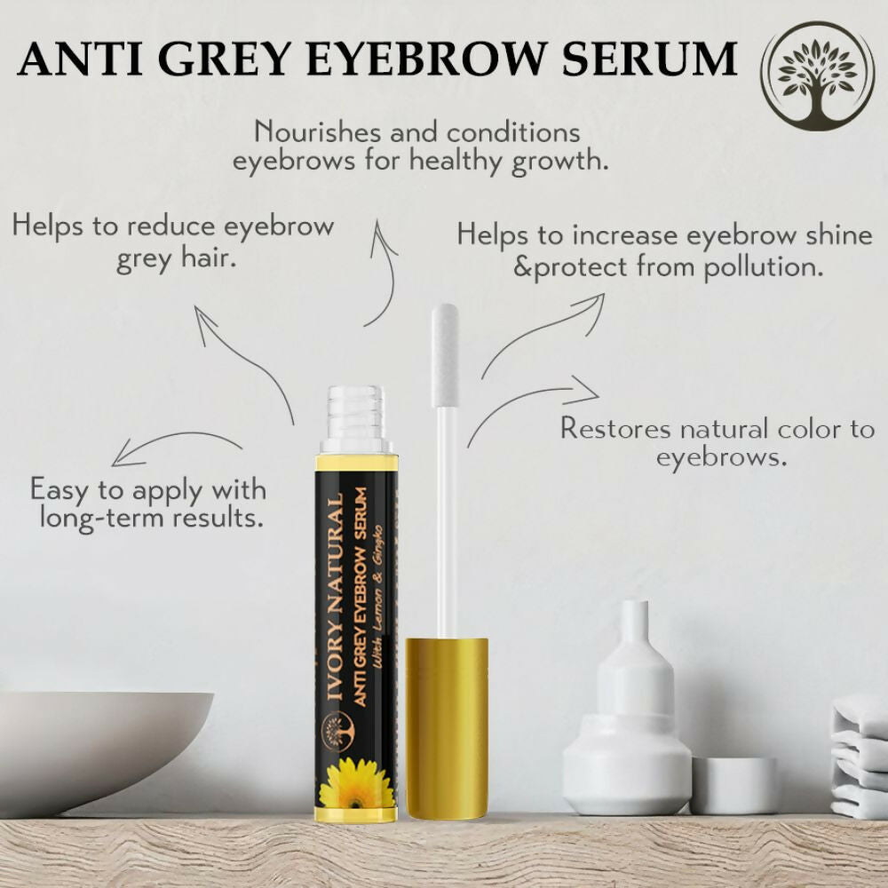 Ivory Natural Grey Eyebrow Serum - Rejuvenates, Nourishes, And Restores Natural Color Of Eyebrows | Swadesiicart