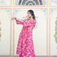 Vaasva Women Pink Muslin Pleated Kurta & Pant Clothing Set | Swadesiicart