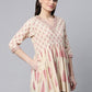 Ahalyaa Women Beige Pure Cotton Printed Tunic | Swadesiicart